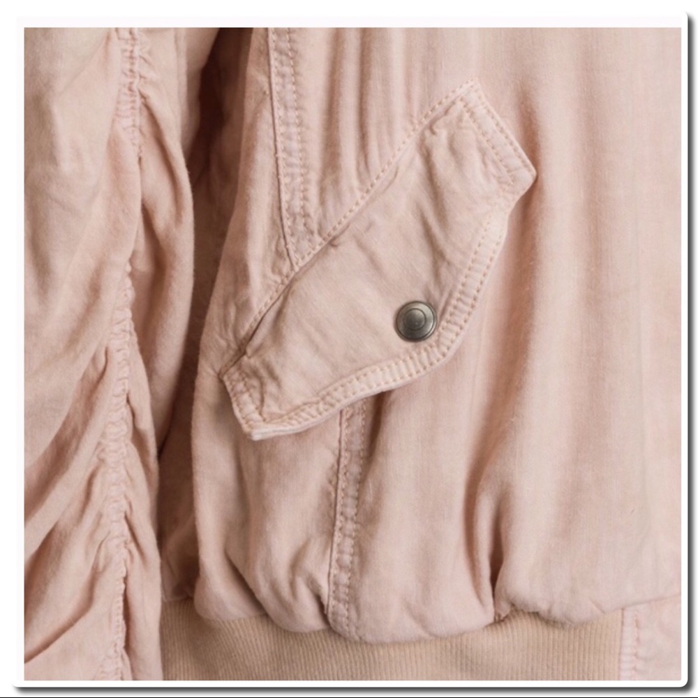 Free People Ruched Linen Bomber - Picture 6 of 8